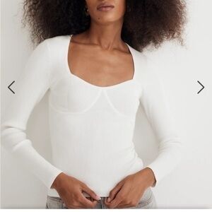 Madewell Wide Rib Sweater Top Antique Cream White Medium NWT